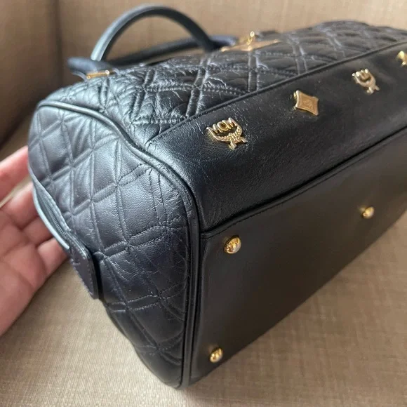 MCM Black Quilted Satchel with Elegant Design - Picture 7 of 16